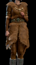 Hide Armour dyed orange worn by Shadowheart