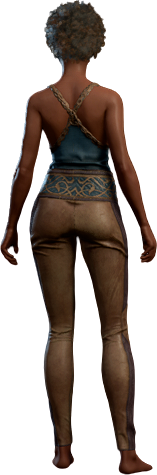 Blue Flare Leather Outfit Human Back