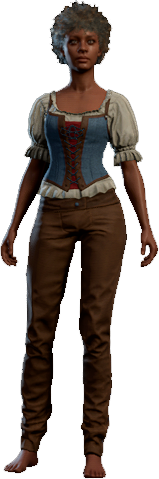 Comfortable Blue-Red Outfit Human Front