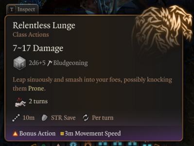 Relentless Lunge ability tooltip