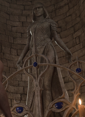 A statue of Selûne in Stormshore Tabernacle